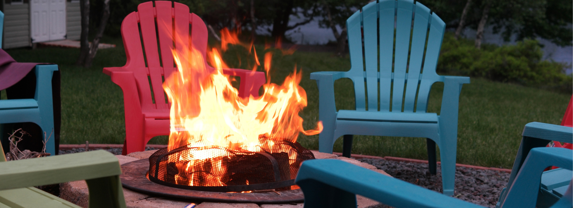 Image of a contained campfire in a rear yard