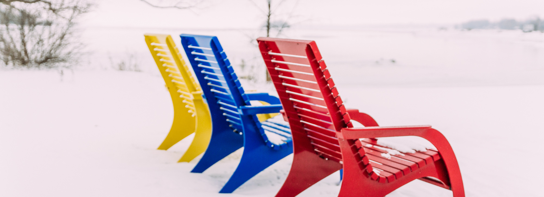 chairs at Washago Centennial Park coverered in snow