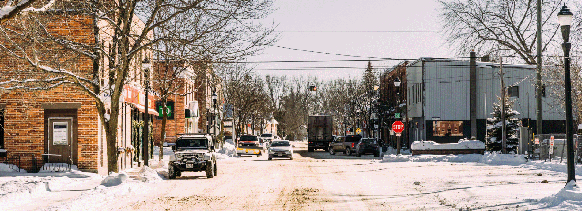 downtown Coldwater and a Severn snowplow