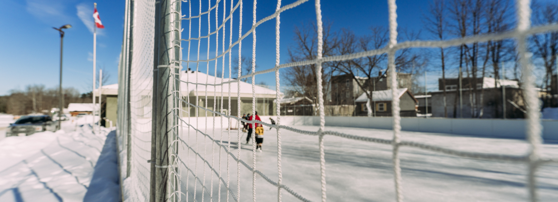 netting at the Washago outdoor ice rink