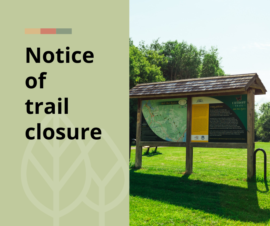 Notice of trail closure on August 23