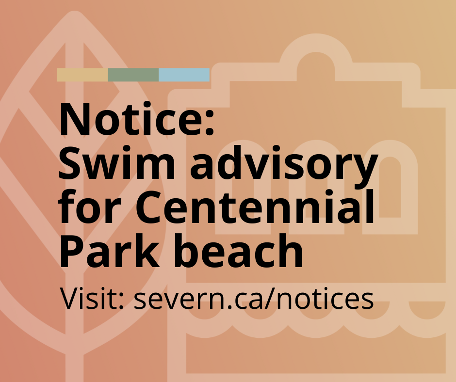Notice of swim advisory for Centennial Park Beach