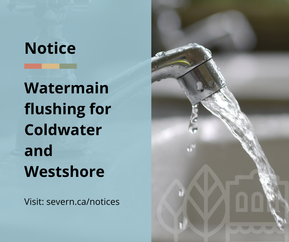 Notice of watermain flushing for Coldwater and Westshore