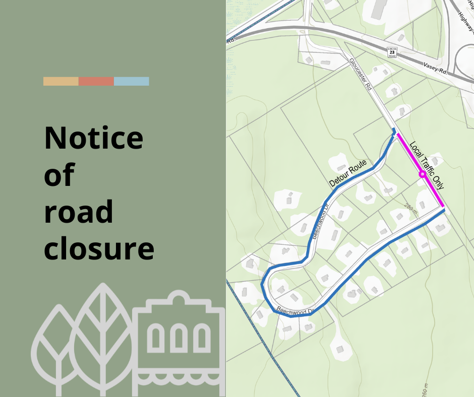 Notice of road closure with map of Gloucester Road
