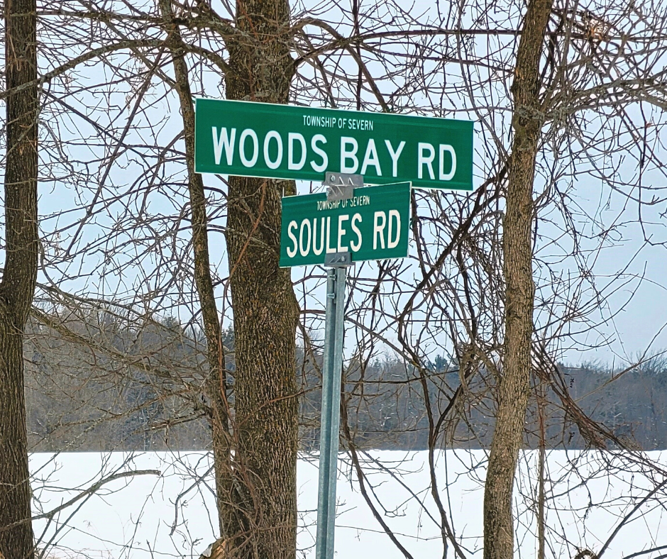 Woods Bay Road signage