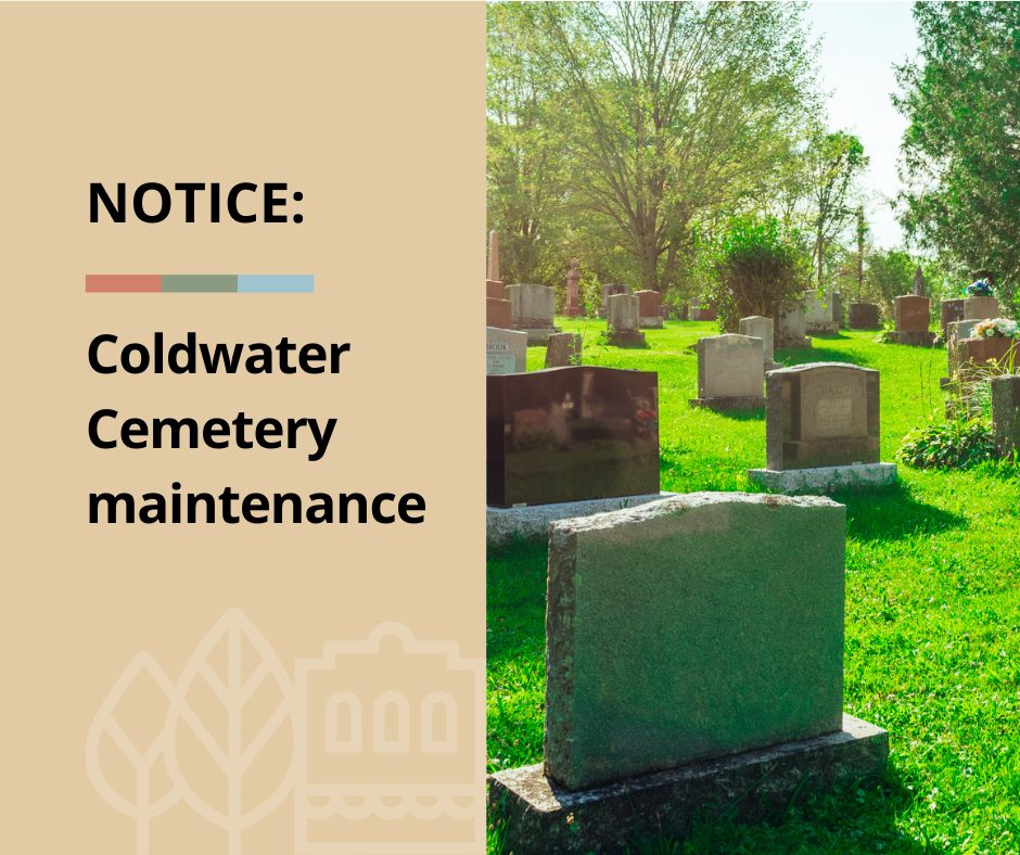 Notice of maintenance in the Coldwater Cemetery