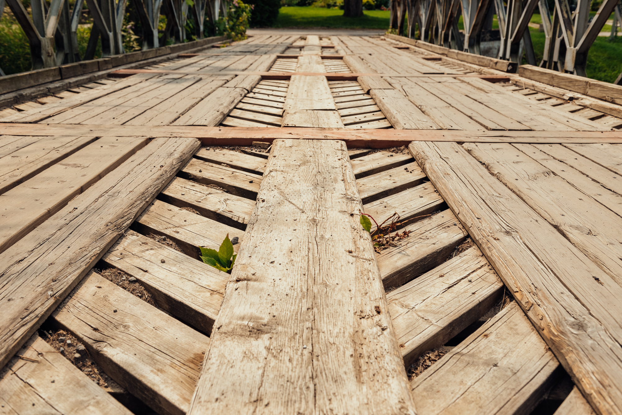 close up of a wooden bridge